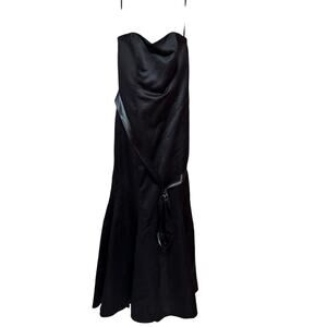 Vintage Lazaro Black Trumpet Cocktail Dress Satin Bow Size 8